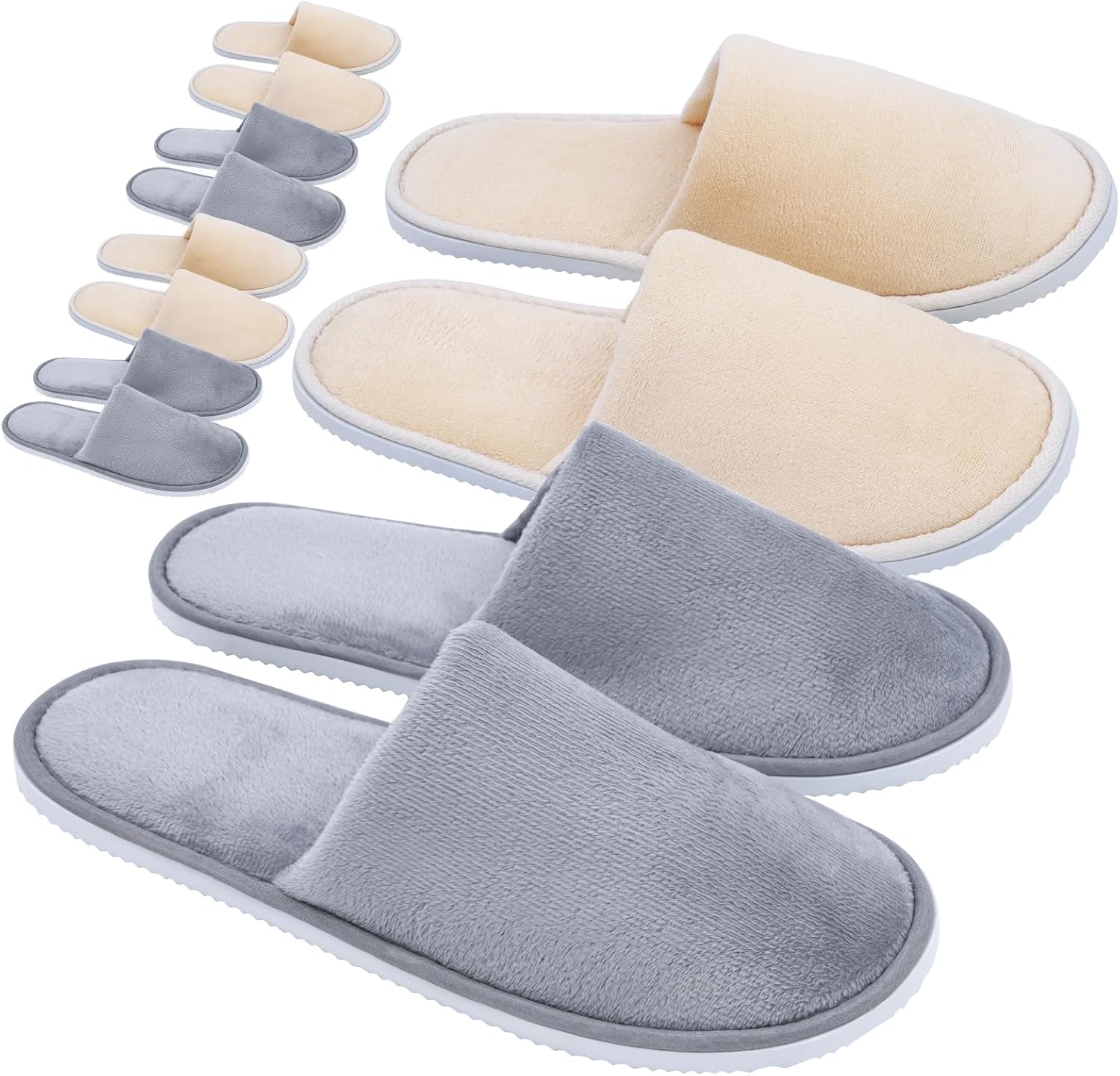Cozyarea 6 pairs guest slippers front view