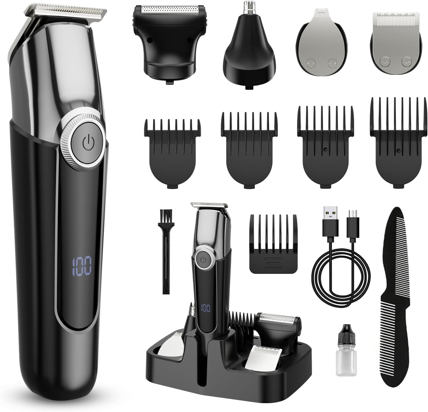 SilkGlow 5 in 1 beard trimmer front view black