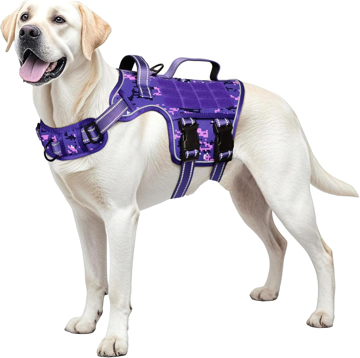Dog Harness for Large Dogs Heavy Duty, Tactical No Pull Dog Harness with Molle System, Easy On and Off Service Dog Vest, Breathable Padded, Adjustable Reflective Pet Vest for Walking Hiking Training - Image 9