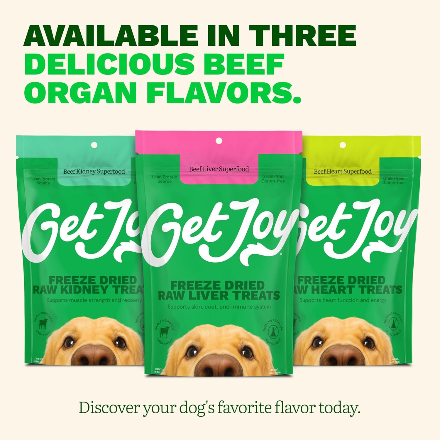Get Joy freeze dried beef liver pieces texture and size detail