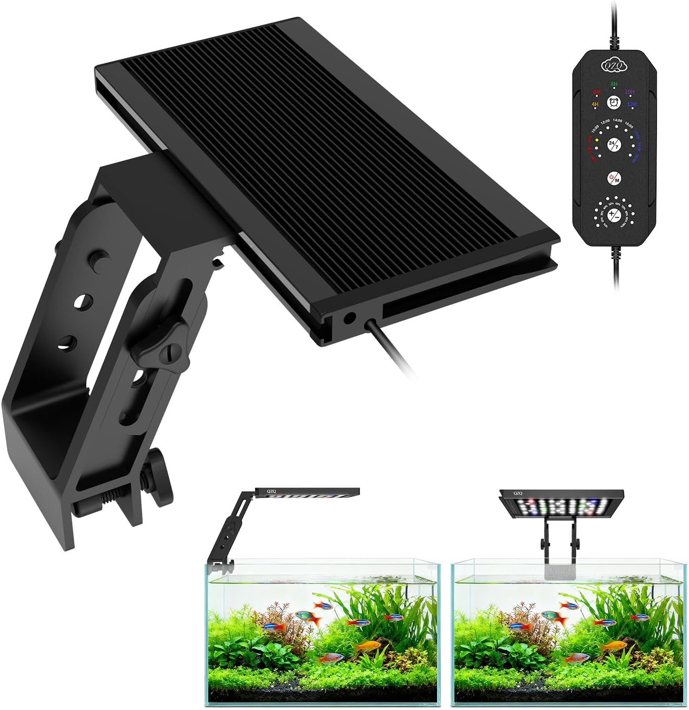 QZQ Fish Tank Aquarium Light front view highlighting full spectrum LED panel.