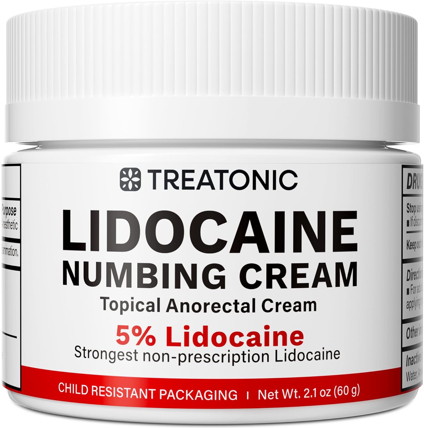 Health One 5 percent lidocaine topical numbing cream front view tube packaging