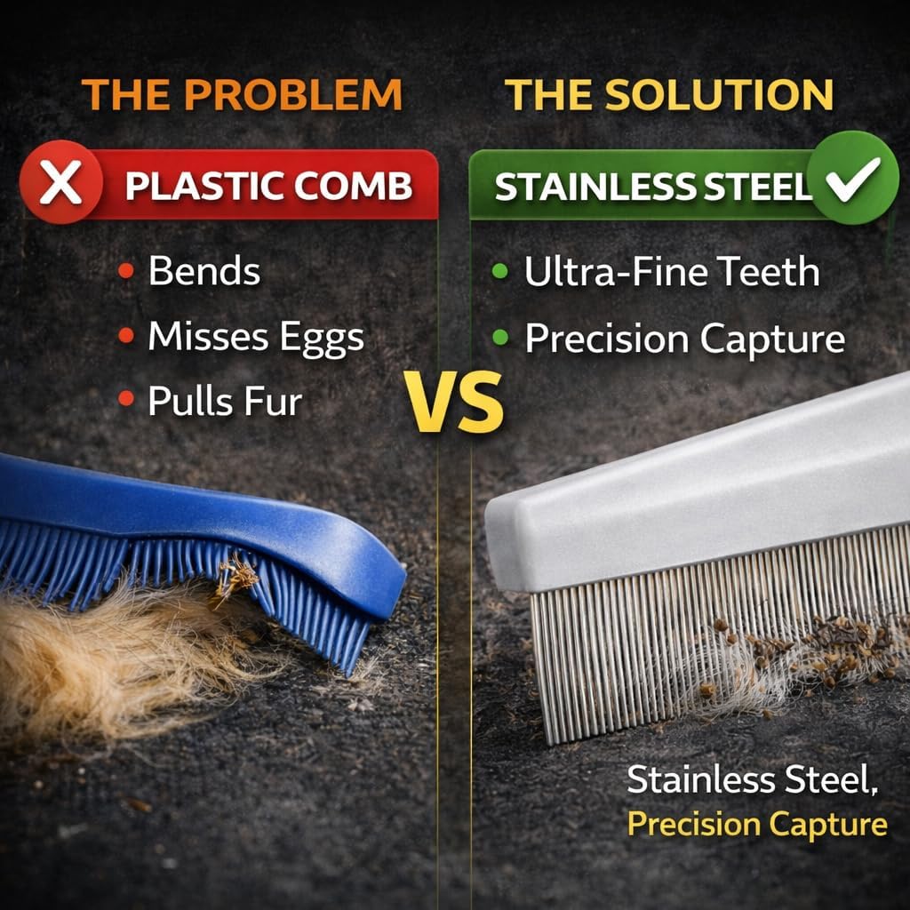 Large and small flea combs for pet grooming