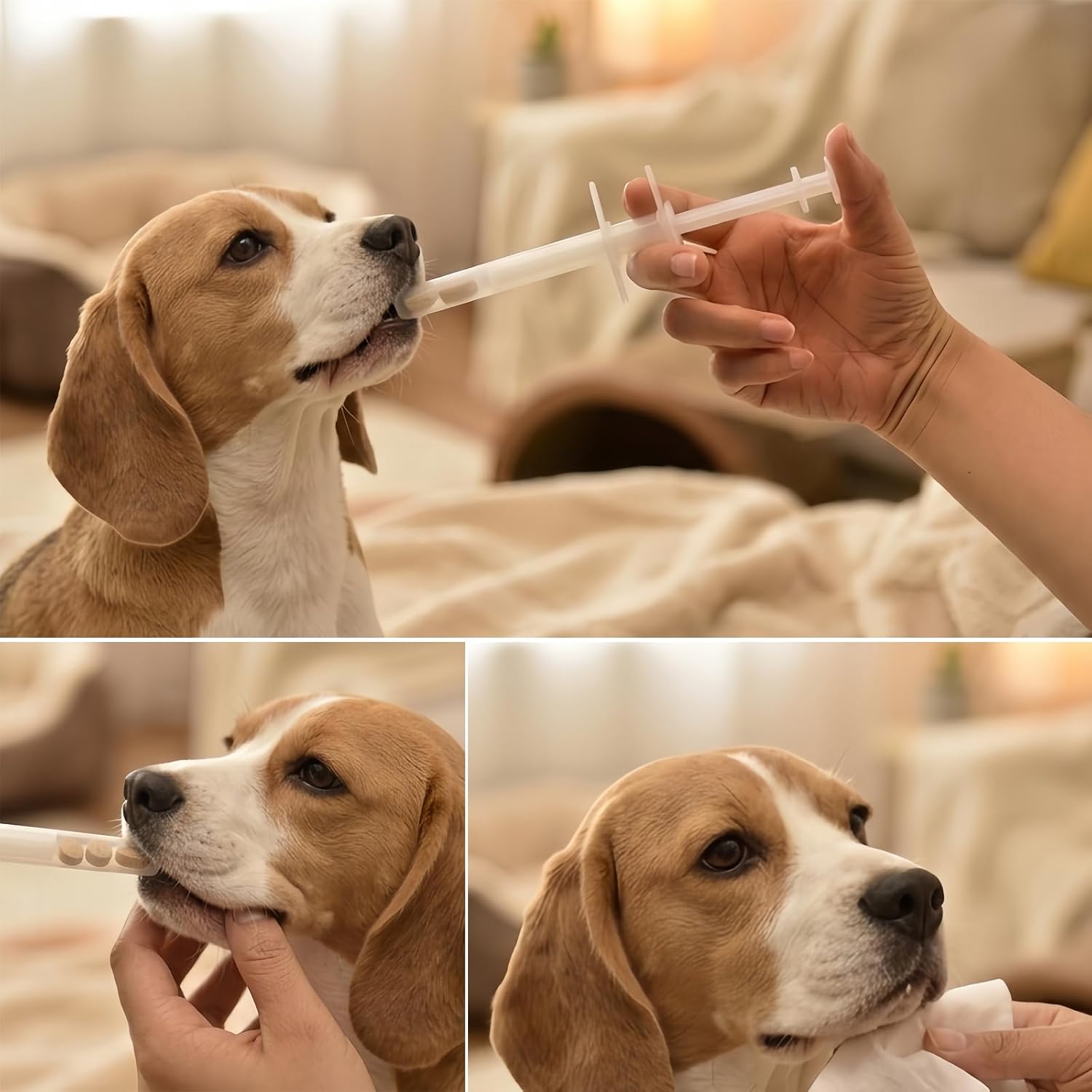 Aylbcz transparent plastic pet pill plunger with finger rings