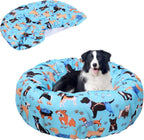 Hoopttay round replacement dog bed cover front view blue