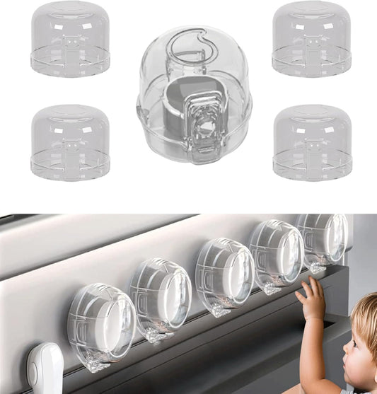 Babepai Stove Knob Safety Covers front view 5 pack black