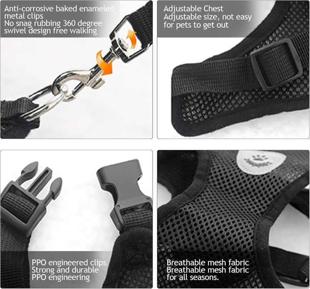 Adjustable kitten walking vest with secure nylon leash attachment