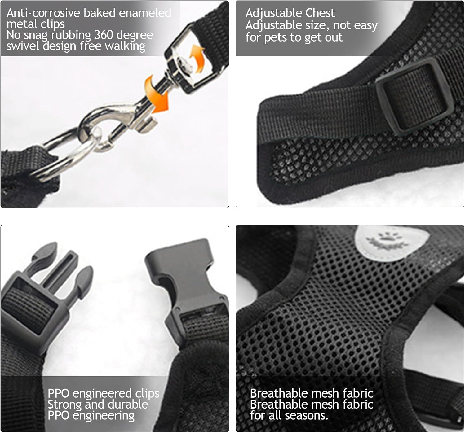 Adjustable kitten walking vest with secure nylon leash attachment