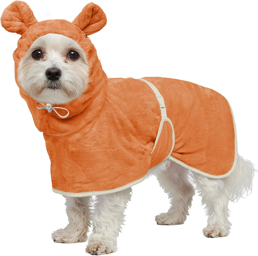 Dog Bathrobe Super Absorbent Towel Robe - Microfiber Bath Towels Fast Drying Coat for Dogs, Cute Dogs Clothes Adjustable Collar & Belly Strap Warm Keeping Hooded Dog Towel (Pink, Large) - Image 9