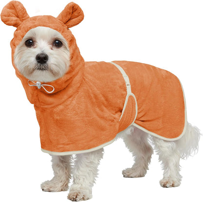 Dog Bathrobe Super Absorbent Towel Robe - Microfiber Bath Towels Fast Drying Coat for Dogs, Cute Dogs Clothes Adjustable Collar & Belly Strap Warm Keeping Hooded Dog Towel (Pink, Large) - Image 9