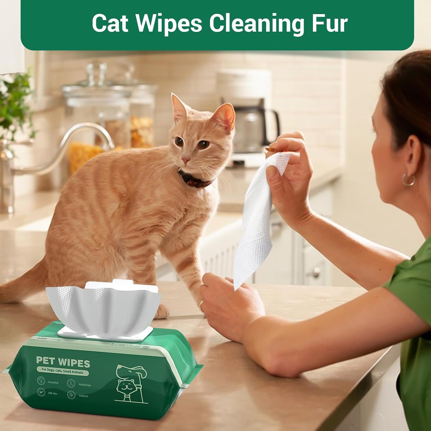 Unscented multi purpose pet wipes safe for dog face eyes and ears.