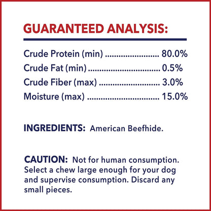 Pet Factory American Beefhide dog treats back label information