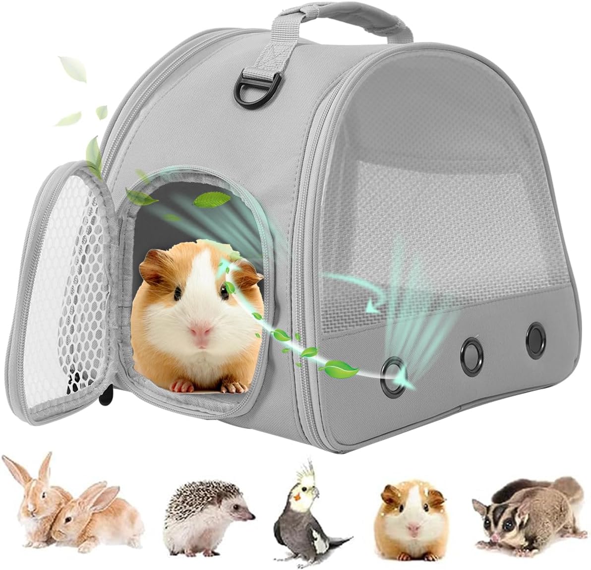 Guinea Pig Carrier Backpack, Clear Bubble Window Backpack for Guinea Pig, Bunny Rat Bird (Black, Carrier) - Image 13