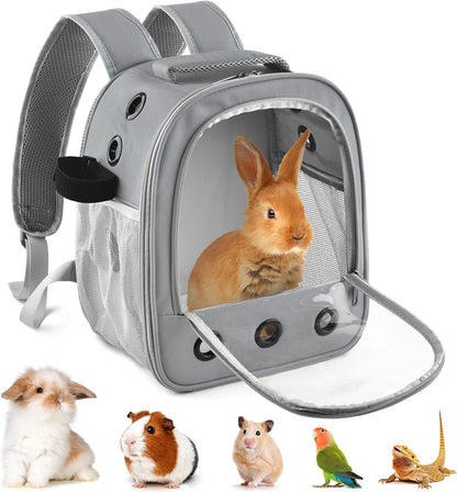 DBNESS Guinea Pig Carrier Backpack, Portable Rabbit Travel Carring Bag for Pet Bunny Chinchilla Bearded Dragon Hamster Parrot Outgoing Pouch Case with Water Bottle Holder & Detachable Pad (Black) - Image 8