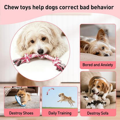 SZEE cotton fiber dog toy pack demonstrating natural dental teeth cleaning benefits