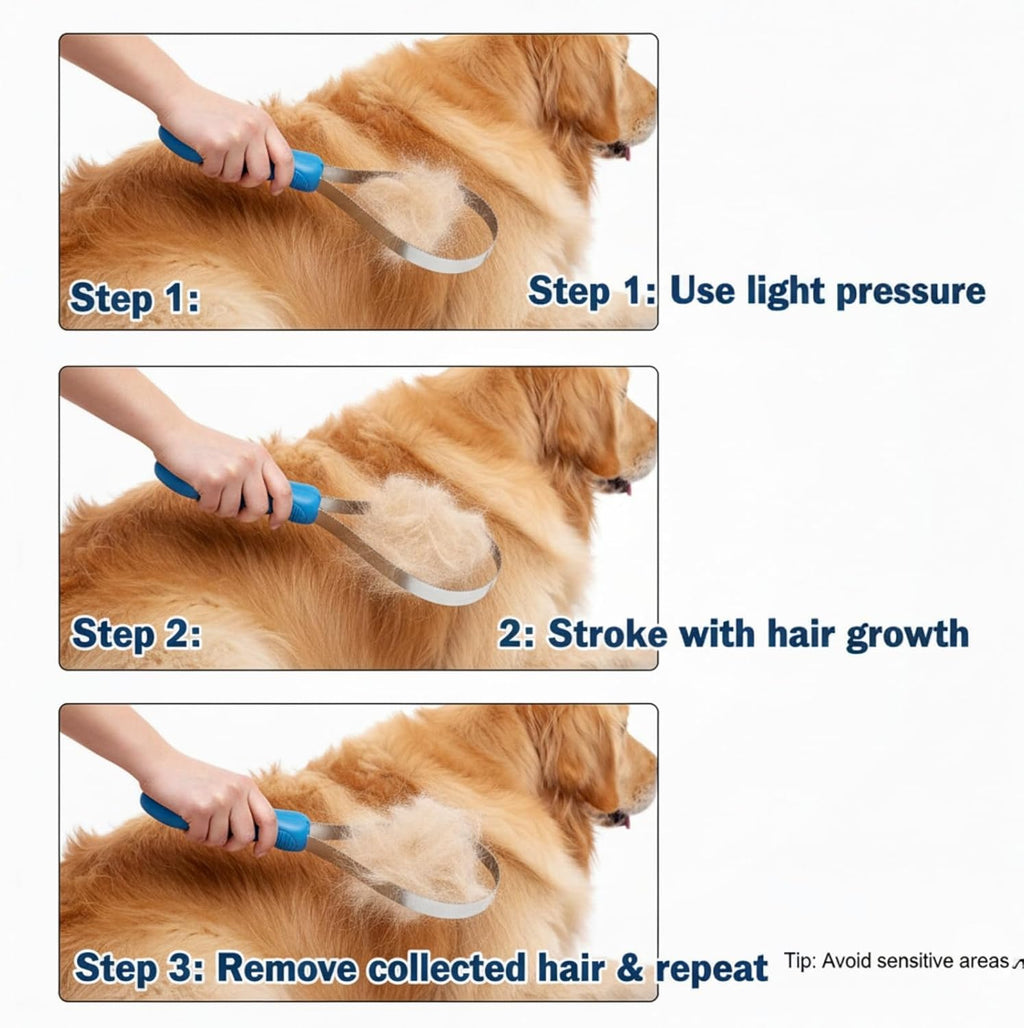 Audoloku premium stainless steel dog deshedding tool packaging view