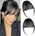 ELEFOCUS clip in bangs human hair extensions natural black front view