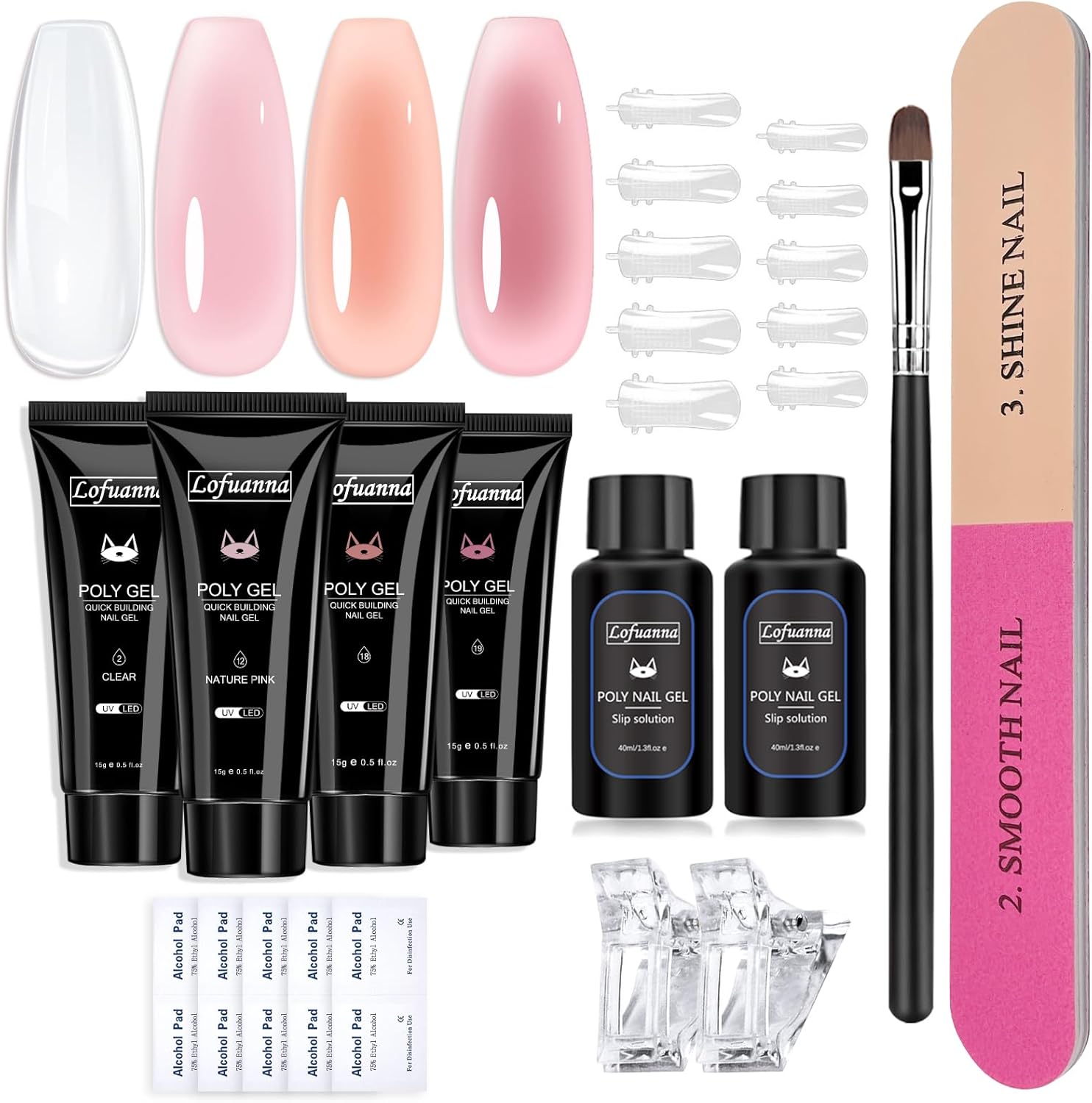 Lofuanna Poly Gel Nail Kit 4 Colors front view packaging