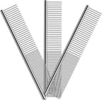 Elfirly stainless steel dog grooming comb three pack front view for professional pet dematting