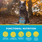 Human grade dog meal topper powder close up texture