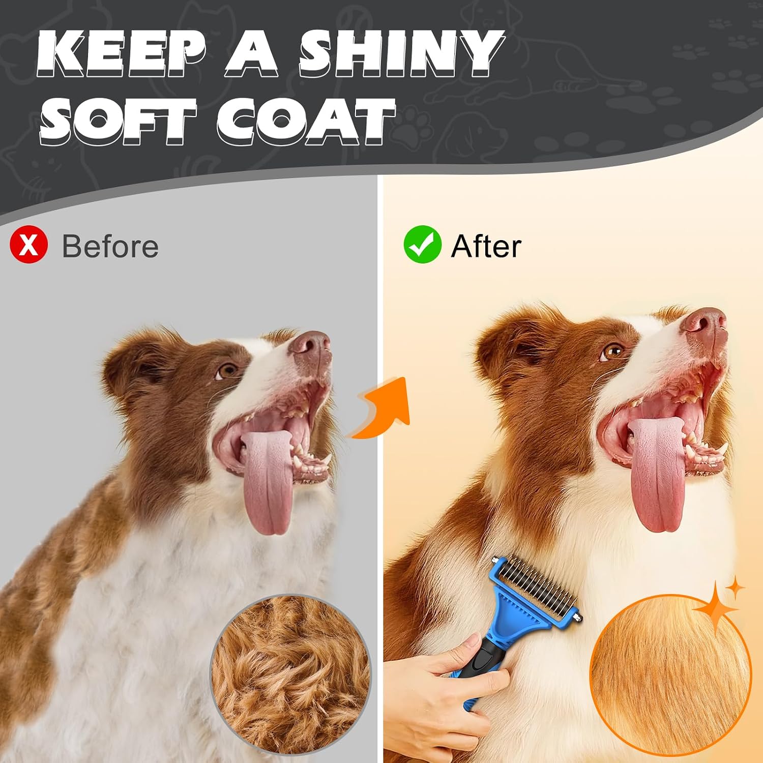 Professional UGNEL dog deshedding brush kit highlighting premium stainless steel components