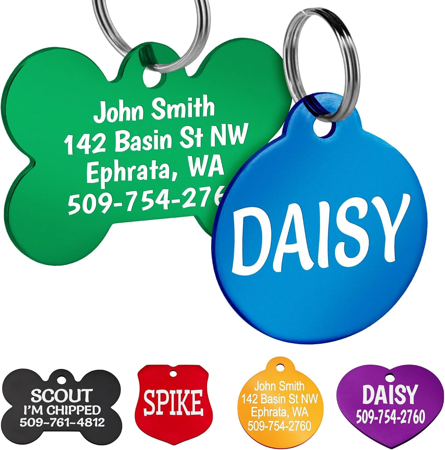 GoTags Lightweight Personalized Tag showing a close up of the smooth rust resistant anodized finish.