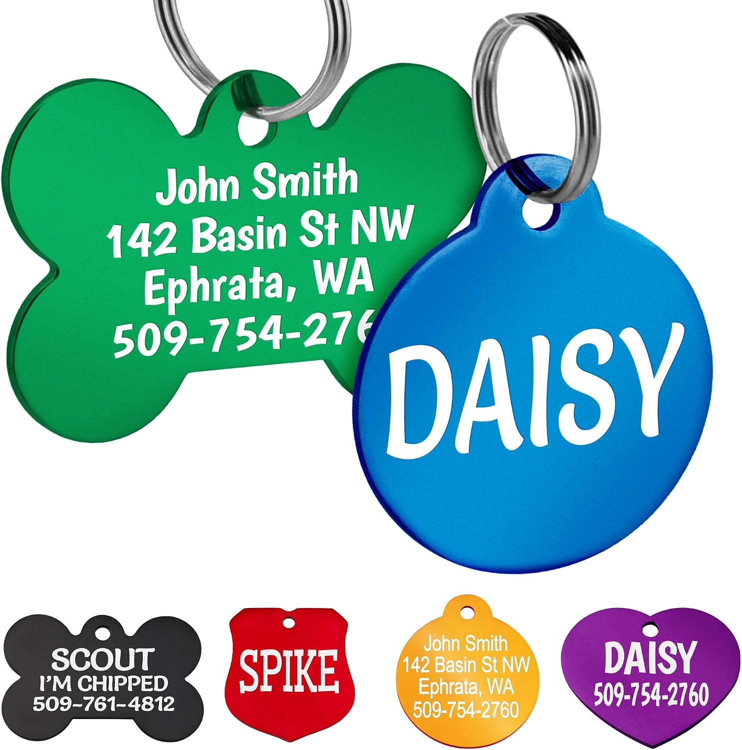 GoTags Lightweight Personalized Tag showing a close up of the smooth rust resistant anodized finish.