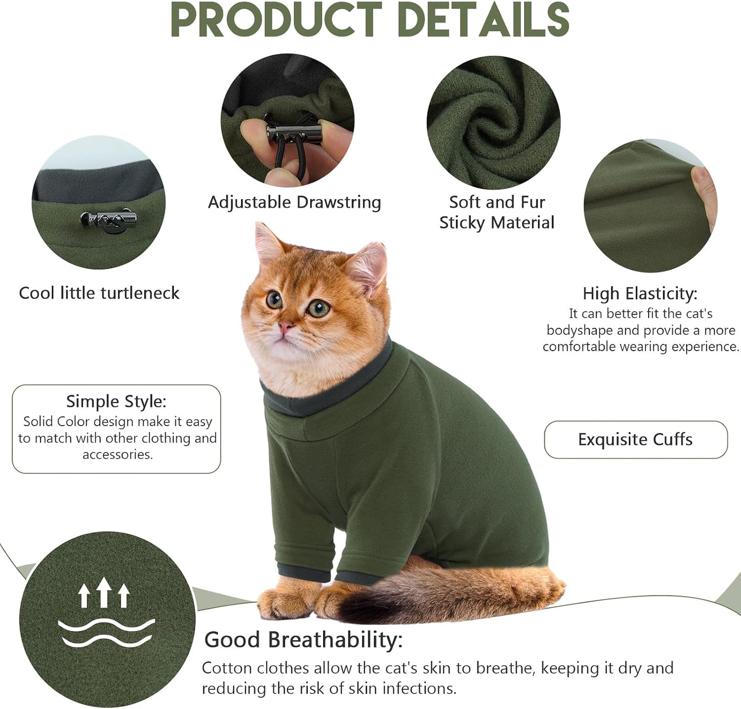 Sphynx cat wearing Adnikia green stretchy pajamas
