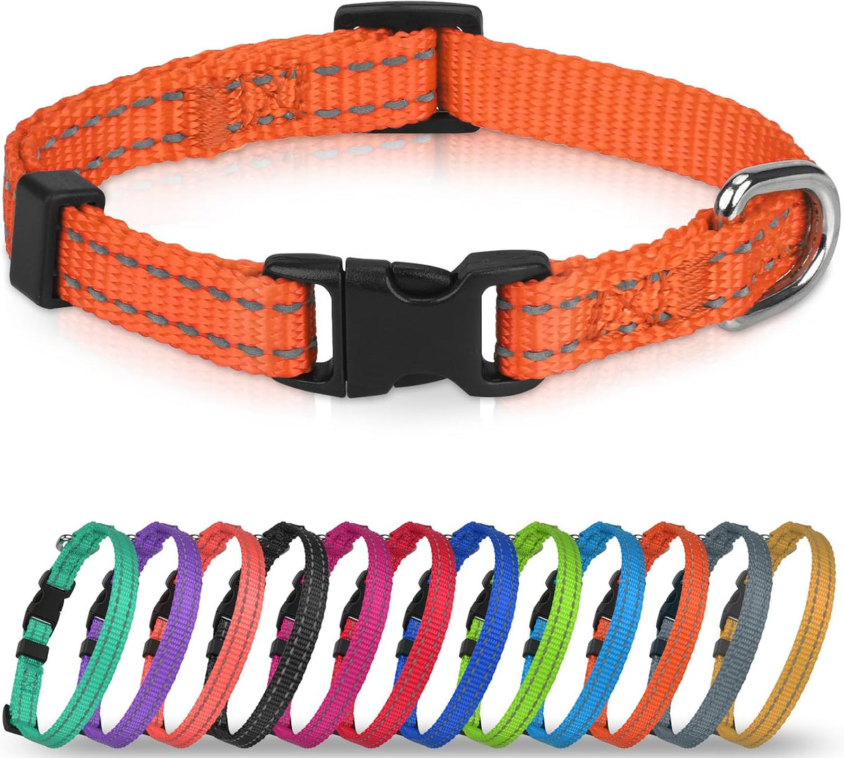 Joytale Dog Collars for Small Dogs, Feather-Light Double-Sided Reflective Nylon Collar for Night Safety, Adjustable Quick-Release for Growing Puppies, Hotpink, S (5/8" Width) - Image 13