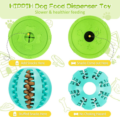 HIPPIH Dog Puzzle Toy 2 Pack, Interactive Dog Toys for Treat Dispensing, Durable Puppy Toys for Teething, Dog Treat Ball for Teeth/Slow Feeder/IQ Training/Playing, Blue-2.75'', Green-3.14'' - Image 9