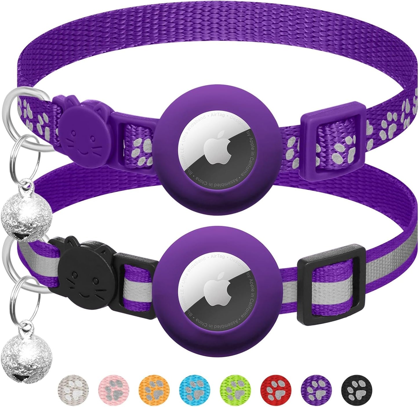 2 Pack Airtag Cat Collar Breakaway with Bell,Reflective Kitten Collar with Apple Airtag Cat Collar Holder,Adjustable 7-12In,Safety Buckle for Girl Boy Cats,Pet Supplies,Accessories,Gifts (Pink) - Image 9