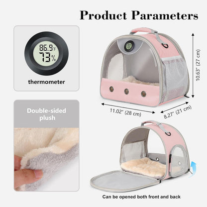 Bearded Dragon Travel Backpack Carrier with Reptile Thermometer and Humidity Gauge Lizard Travel Cage Space Capsule Clear Bubble Window Astronaut Reptile Bag for Ball Python (Pink, Carrier) - Image 2