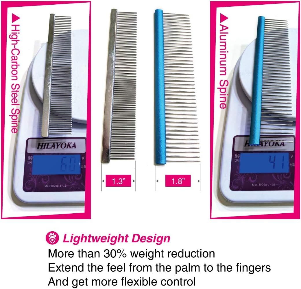 Close up view of the rounded end stainless steel teeth on the Claw Claws dog and cat comb