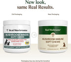 Real Mushrooms organic mushroom soft treats for pet immunity and digestive health.