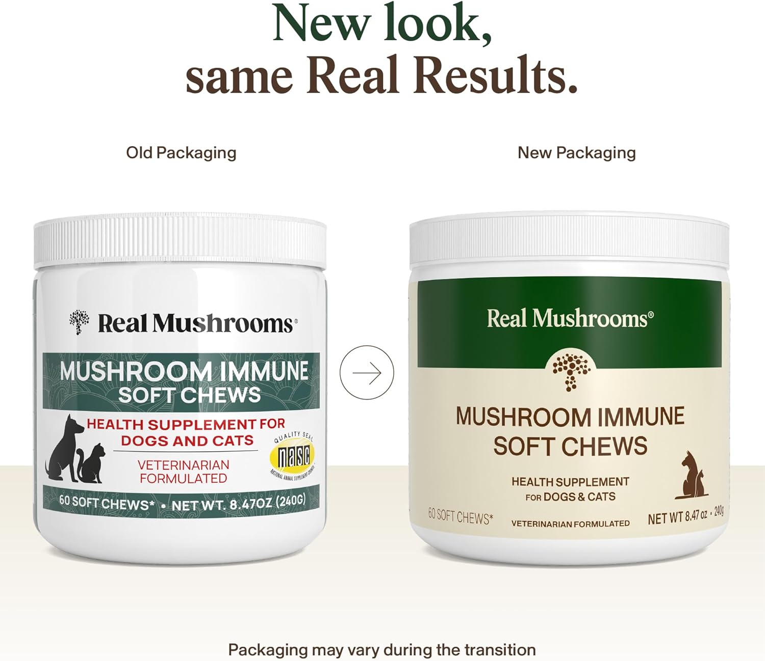 Real Mushrooms organic mushroom soft treats for pet immunity and digestive health.