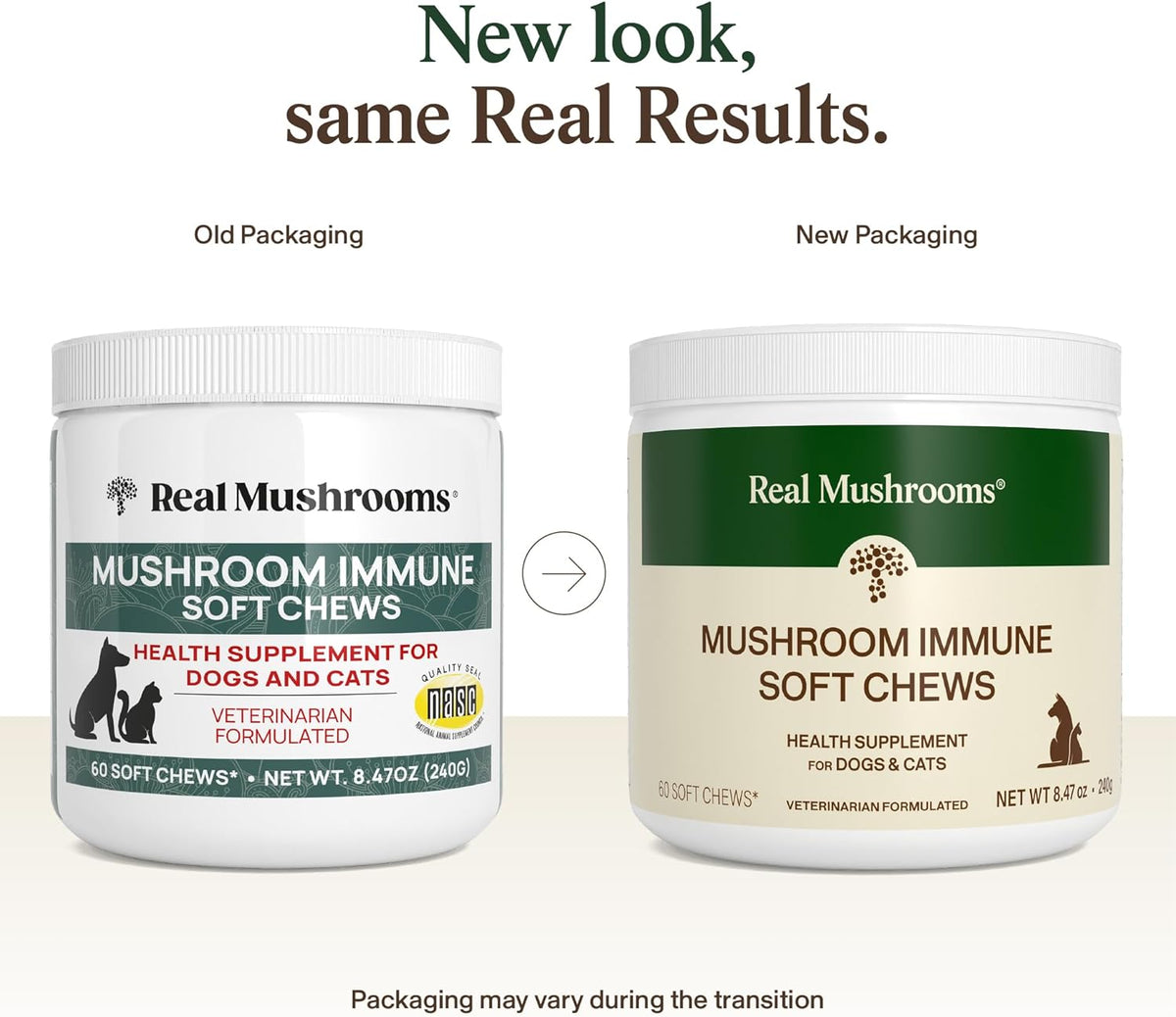 Real Mushrooms organic mushroom soft treats for pet immunity and digestive health.