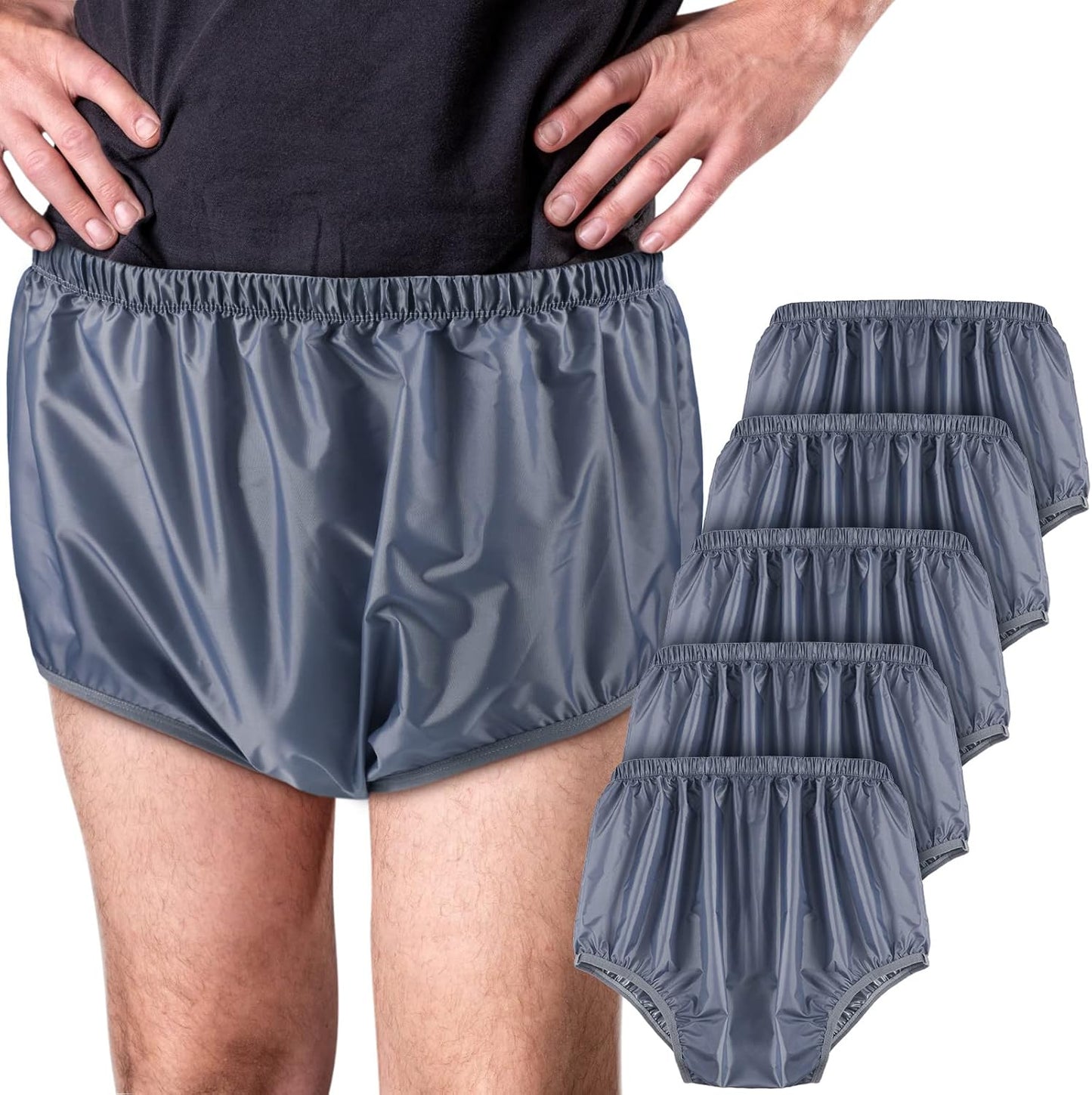Amyhill 5 Pcs Adult Leakproof Incontinence Underwear gray front view
