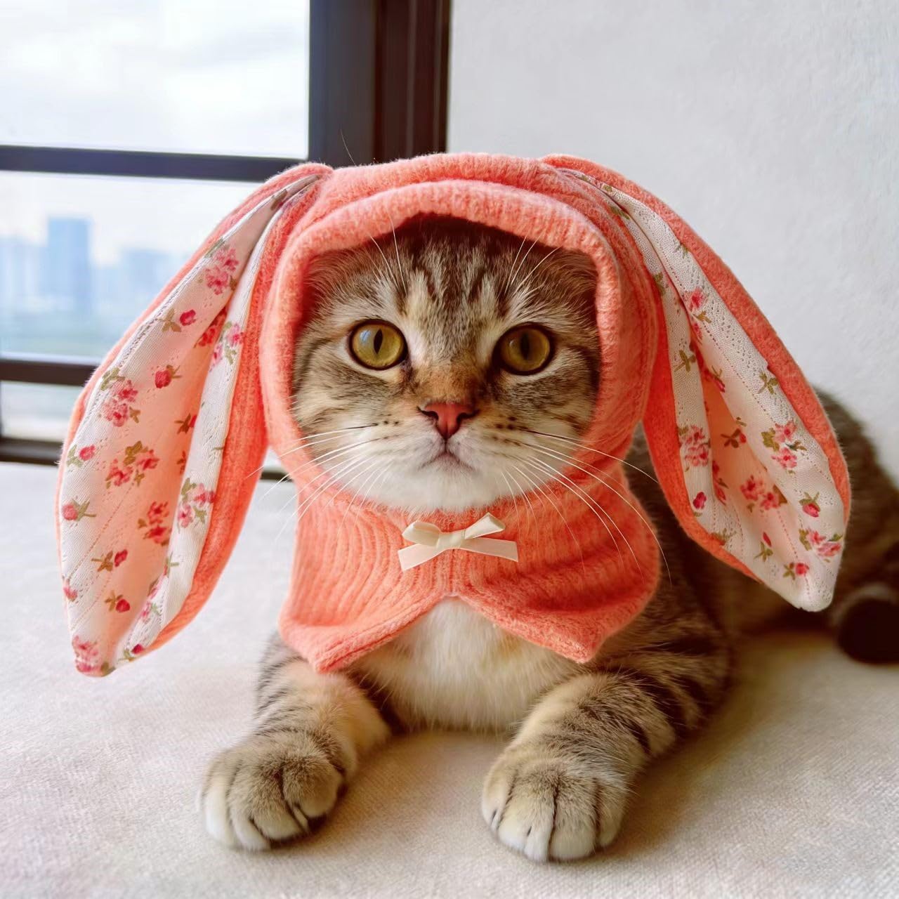 BeFirst pink winter warm dog hat with bunny ears