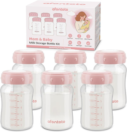 Afontoto 6 Pieces Breastmilk Storage Bottle set front view
