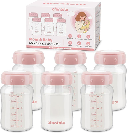 Afontoto 6 Pieces Breastmilk Storage Bottle set front view