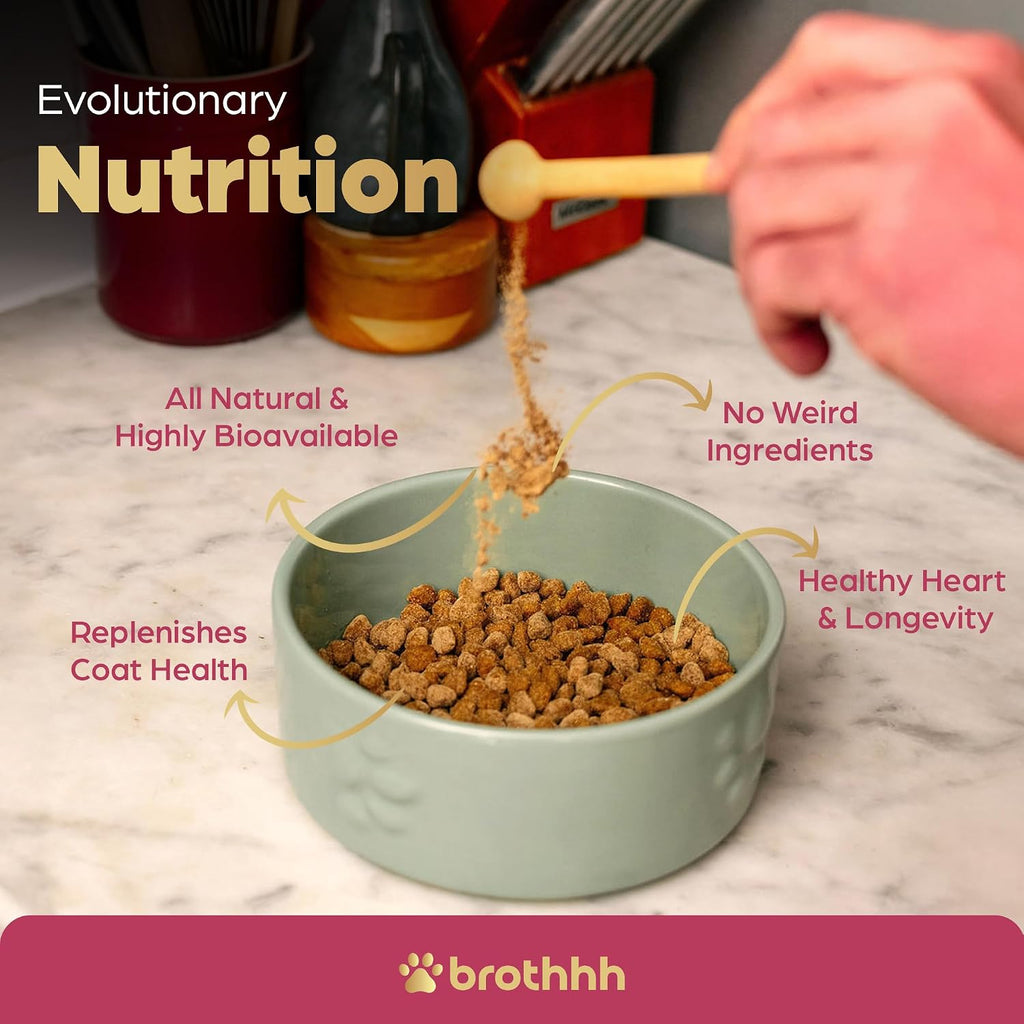 Brothhh canine bone broth meal topper daily feeding guidelines and scoop instructions