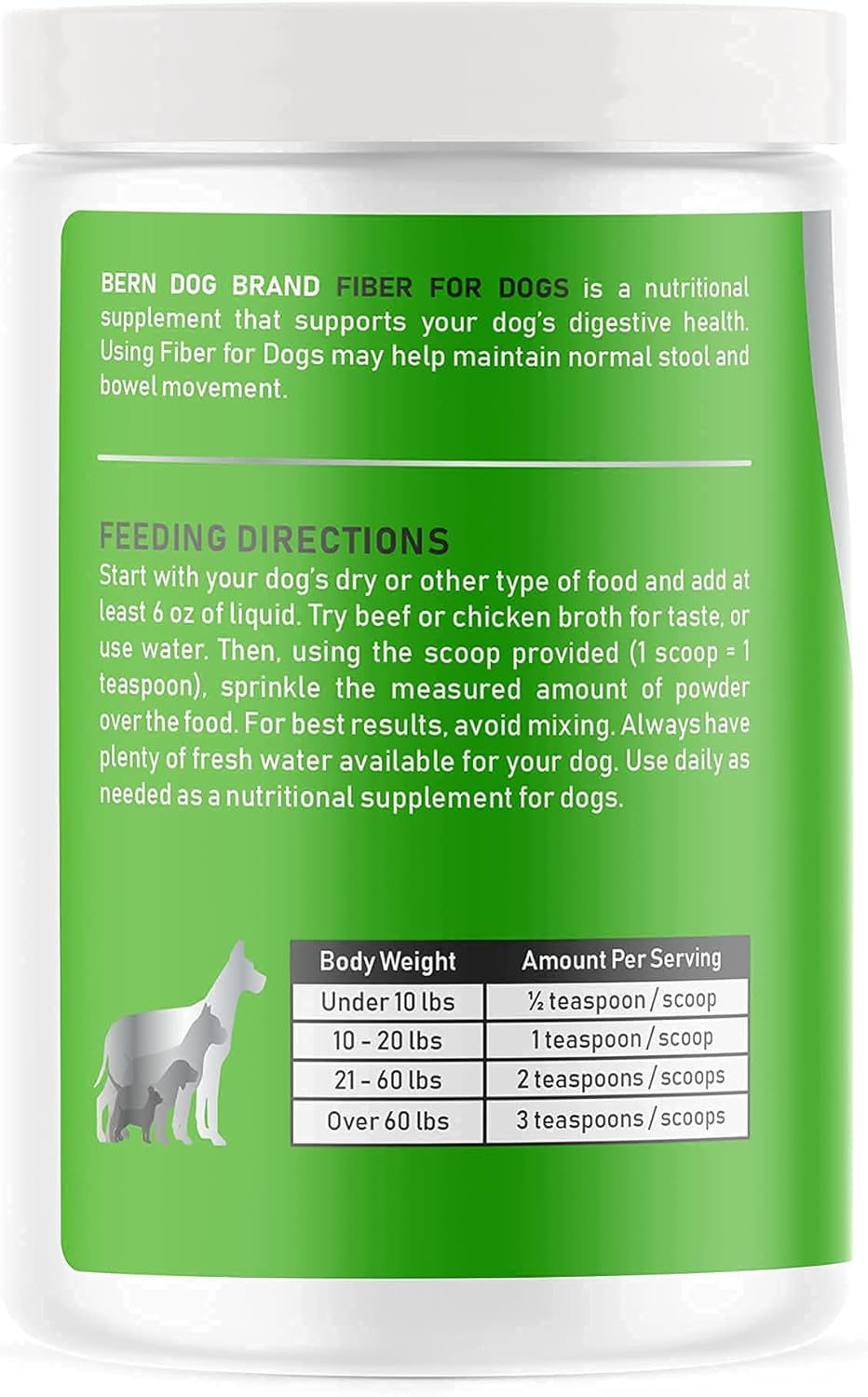 Close up of Bern Dog Brand fiber supplement powder texture