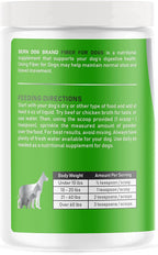 Close up of Bern Dog Brand fiber supplement powder texture