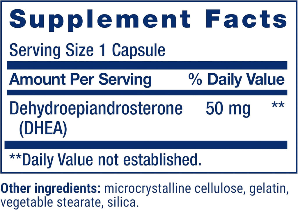 Life Extension DHEA 50 mg - Hormone Balance Supplement, Memory, Muscle Mass and Bone Density Support, Healthy Sex Drive, Gluten-Free, Non-GMO, 60 Capsules - Image 3