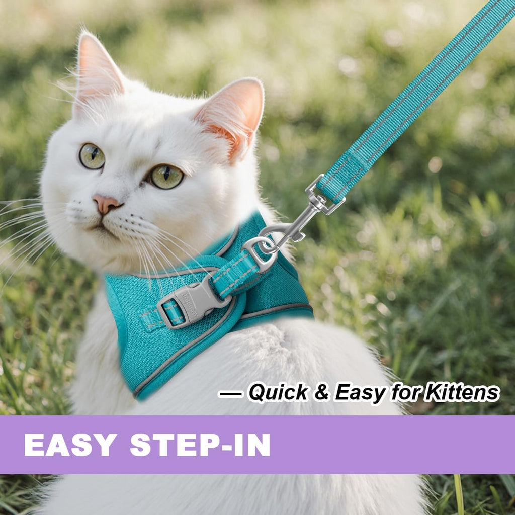 Cat Harness and Leash Set,Escape Proof Kitten Harness,Step in Adjustable Soft Lightweight,Easy Control,Reflective Strips Comfortable for Walking Travel(Blue,XS) - Image 9