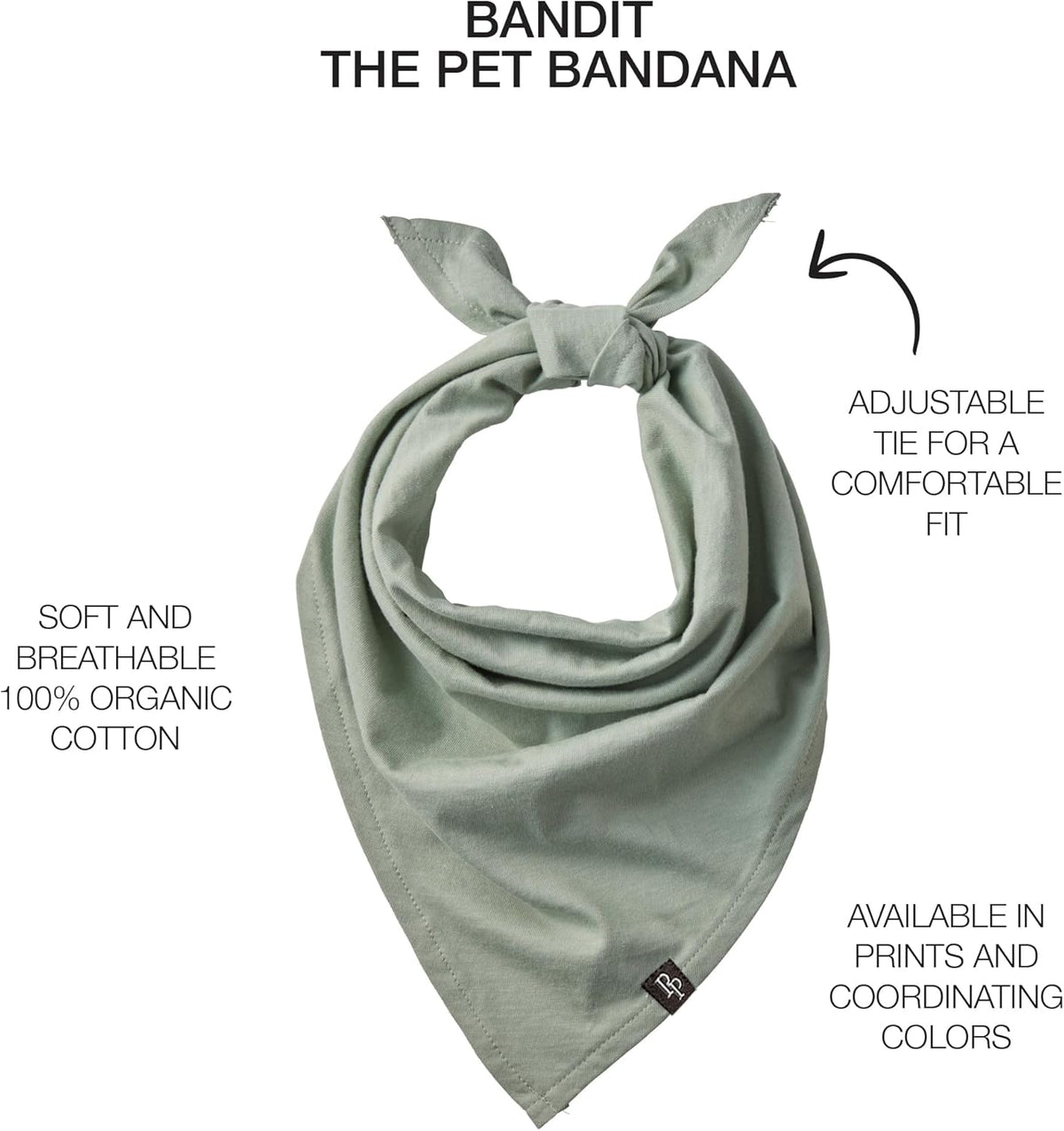 Dog wearing sage camo Pet Passion organic bandana