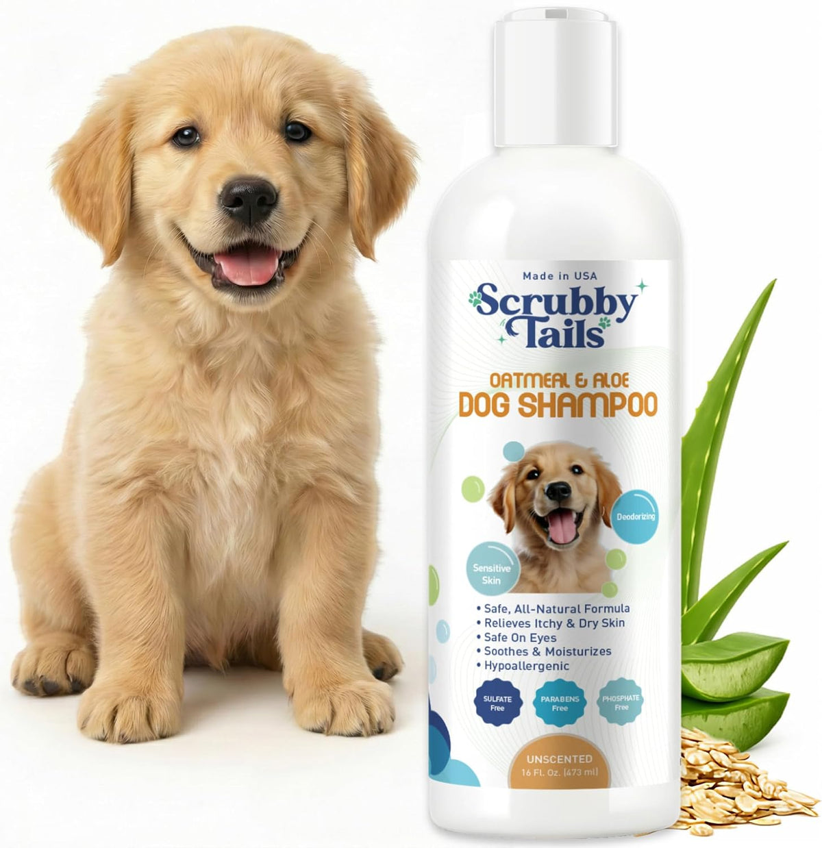 Organic Dog Shampoo - Puppy Oatmeal Shampoo for Itchy Skin Relief - Hypoallergenic for Sensitive Skin, for Dogs of All Ages, Deodorizes, Tearless, Made in USA, 16oz (Vanilla Ice Cream) - Image 12