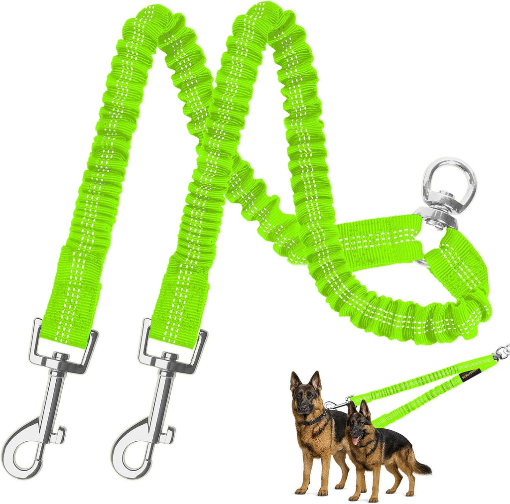 MingXpet 2 Dog Leash, Dog Leash for 2 Dogs, 360 degrees Swivel No Tangle Double Walking Training Leashes for Small Dogs, Comfortable Shock Absorbing Reflective Bungee, Pink - Image 11