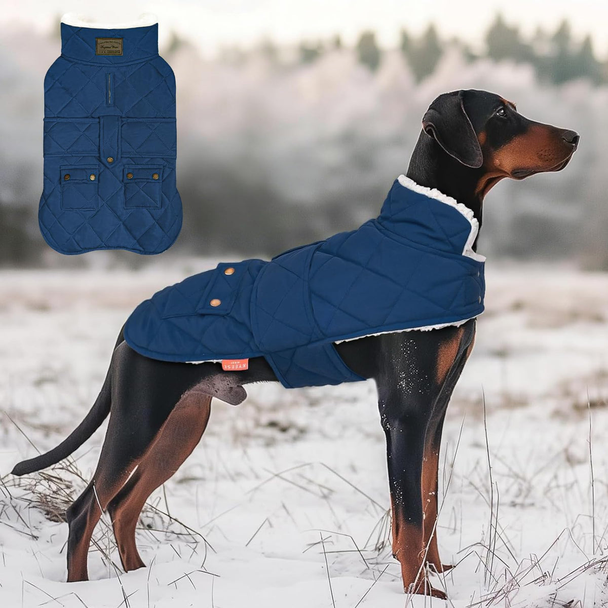 Kyeese large dog winter puffer jacket front view