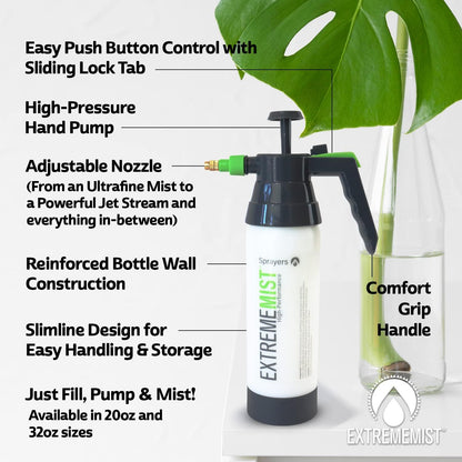 Handheld 20 fluid ounce reptile mister pressurized pump system
